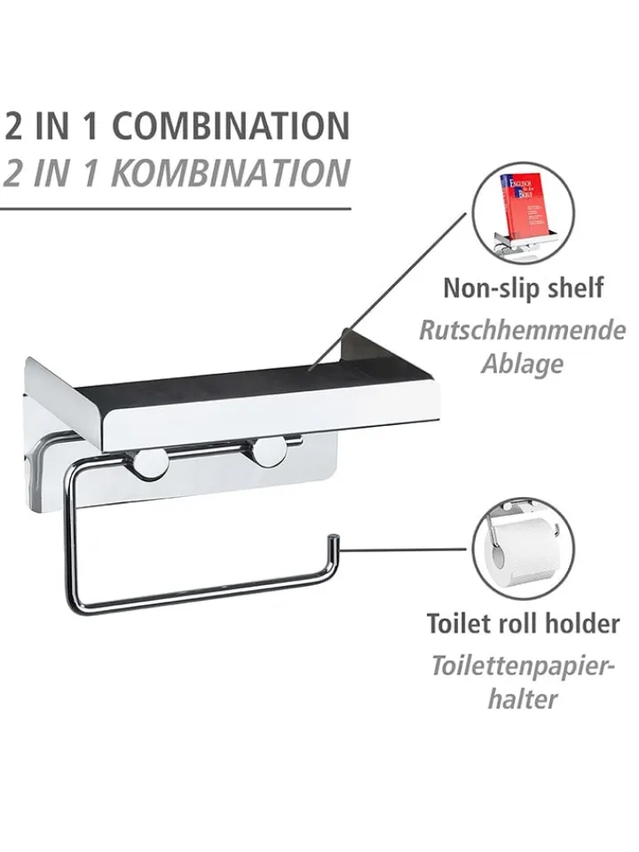 Wenko Badaccessoires<Toilettenpapierhalter in Silber - (B)16 x (H)12,5 x (T)11,5 cm
