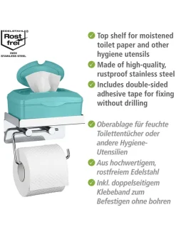 Wenko Badaccessoires<Toilettenpapierhalter in Silber - (B)16 x (H)12,5 x (T)11,5 cm
