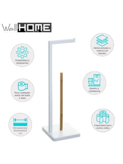 WellHome Badaccessoires<Toilettenpapierhalter in Weiß - (B)20 x (H)64,5 x (T)20 cm