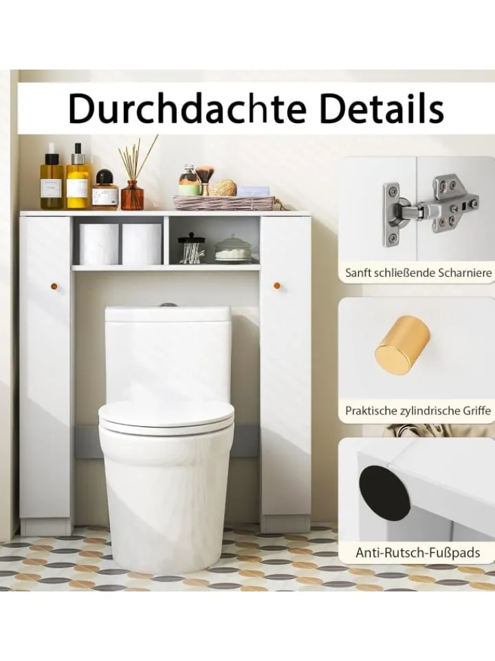 COSTWAY Badezimmermöbel<Toilettenschrank Bad Überbauschrank in Weiß