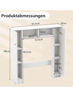 COSTWAY Badezimmermöbel<Toilettenschrank Bad Überbauschrank in Weiß