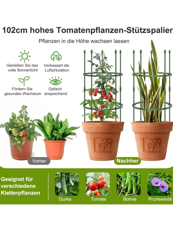 COSTWAY Pflanzen & Zubehör<Tomaten Rankhilfe 3er Set 50x102cm in Grün