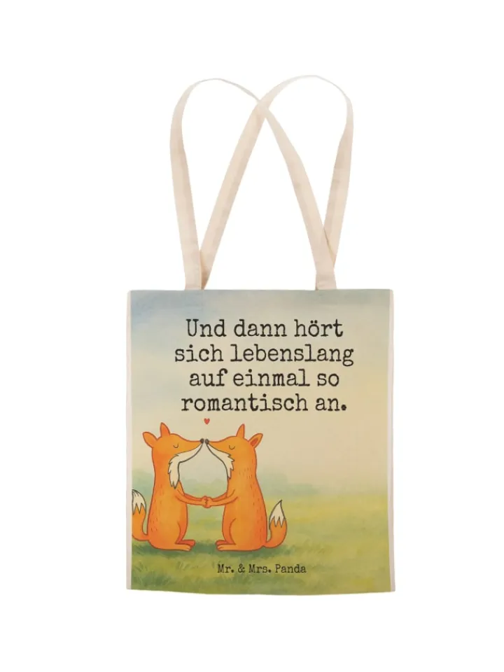 Mr. & Mrs. Panda Einkaufstaschen & -Trolleys<Tote Bag Füchse Liebe Design mit Spruch in Weiß