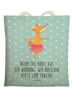 Mr. & Mrs. Panda Einkaufstaschen & -Trolleys<Tote Bag Fuchs Ballerina mit Spruch in Türkis Pastell