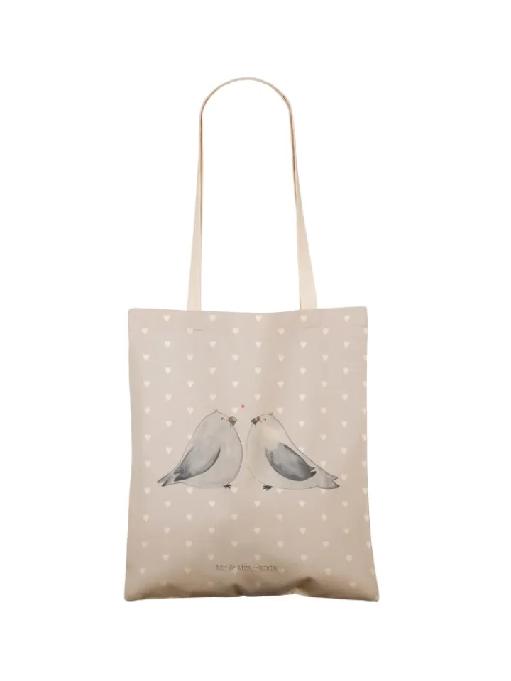 Mr. & Mrs. Panda Einkaufstaschen & -Trolleys<Tote Bag Turteltauben Liebe ohne Spruch in Grau Pastell