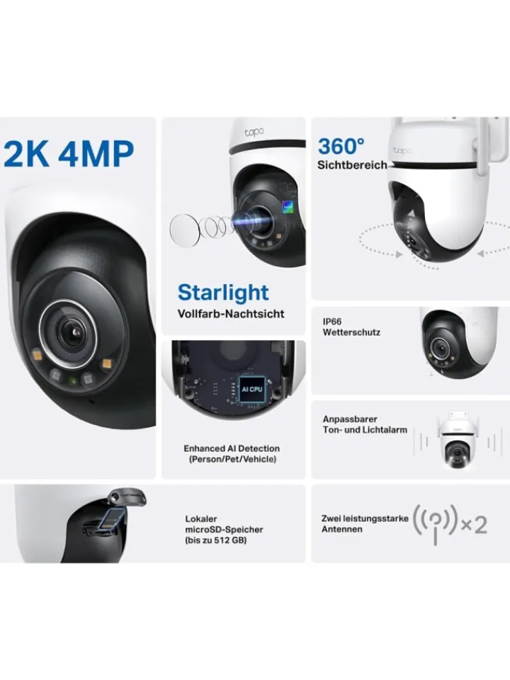 COFI 1453 Foto & Video<TP-LINK Kabellose Überwachungskamera Outdoor Tapo in Schwarz