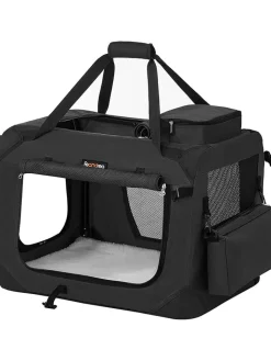SONGMICS Hunde<Transportbox in Schwarz - (B)60 x (H)42 x (T)42 cm
