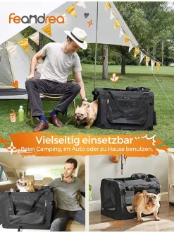 SONGMICS Hunde<Transportbox in Schwarz - (B)60 x (H)42 x (T)42 cm