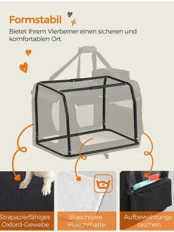 SONGMICS Hunde<Transportbox in Schwarz - (B)60 x (H)42 x (T)42 cm