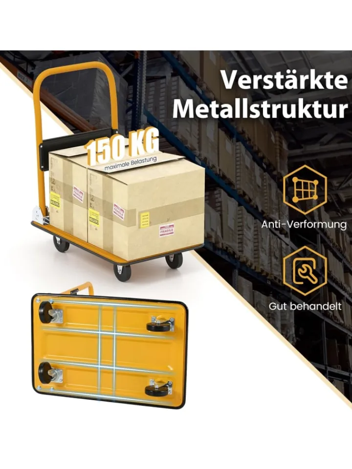COSTWAY Einkaufstaschen & -Trolleys<Transportwagen Klappbar bis zu 150 kg in Orange
