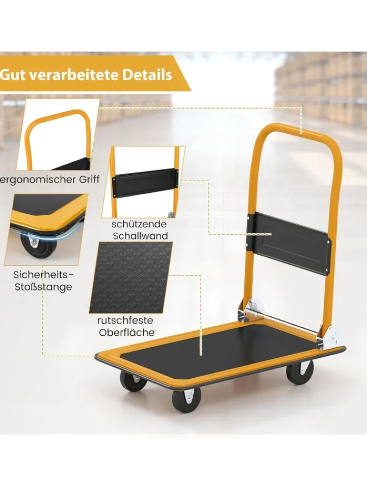 COSTWAY Einkaufstaschen & -Trolleys<Transportwagen Klappbar bis zu 150 kg in Orange