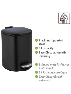 Wenko Mülleimer<Treteimer "Alassio" in Schwarz - 5 l