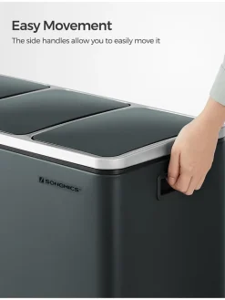 Songmics Mülleimer<Treteimer in Dunkelgrau - 3x 18 l