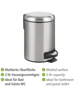 Wenko Mülleimer<Treteimer "Leman" in Silber - 3 l