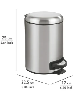 Wenko Mülleimer<Treteimer "Leman" in Silber - 3 l