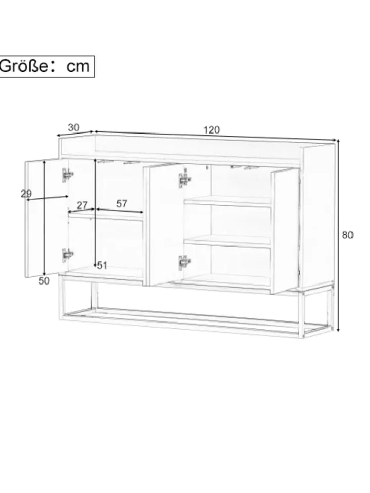 ABRIHOME Regale & Schränke<4-türiger griffloser Buffetschrank in Weiß