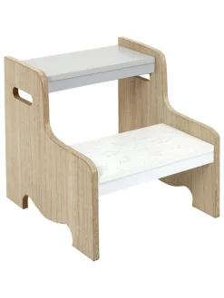 The Home Deco Kids Kindermöbel|Sitzmöbel<Tritthocker in Weiß/ Beige - (B)30 x (H)33 x (T)30 cm