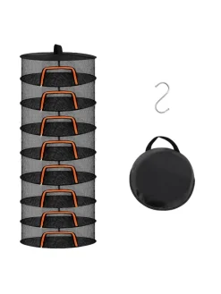 relaxdays Weitere Haushaltshelfer<Trockennetz in Orange/Schwarz - 8 Ebenen
