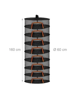 relaxdays Weitere Haushaltshelfer<Trockennetz in Orange/Schwarz - 8 Ebenen