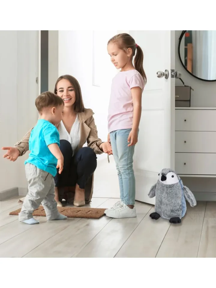 relaxdays Tür- & Zugluftstopper<Türstopper "Pinguin" in Grau/ Blau