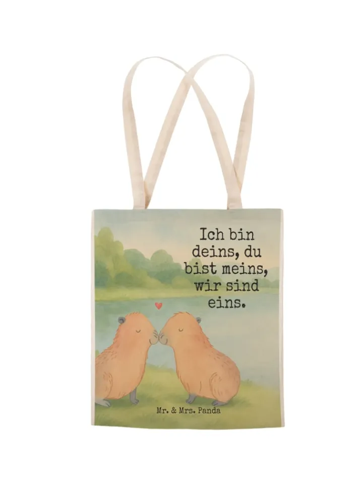 Mr. & Mrs. Panda Einkaufstaschen & -Trolleys<Tüte Capybara Liebe Design mit Spruch in Weiß