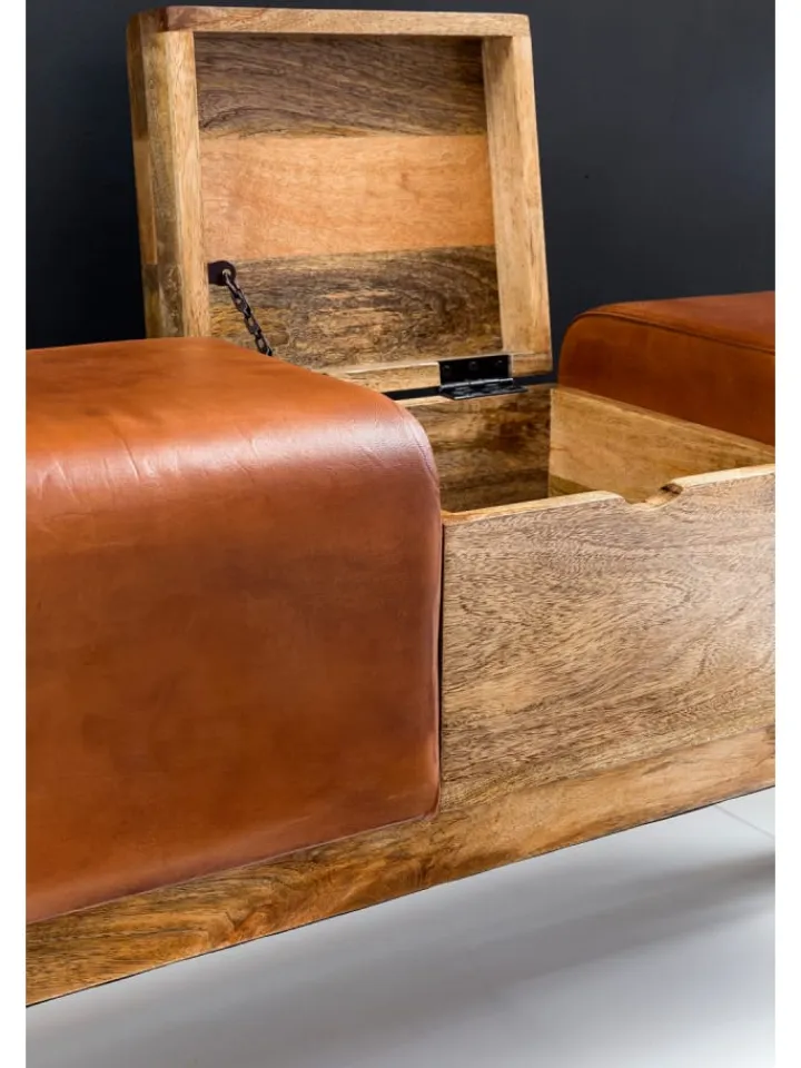 KADIMA DESIGN Sitzmöbel<Turnbock | Echtleder, 120x29x53cm, Braun, Aufbewahrung
