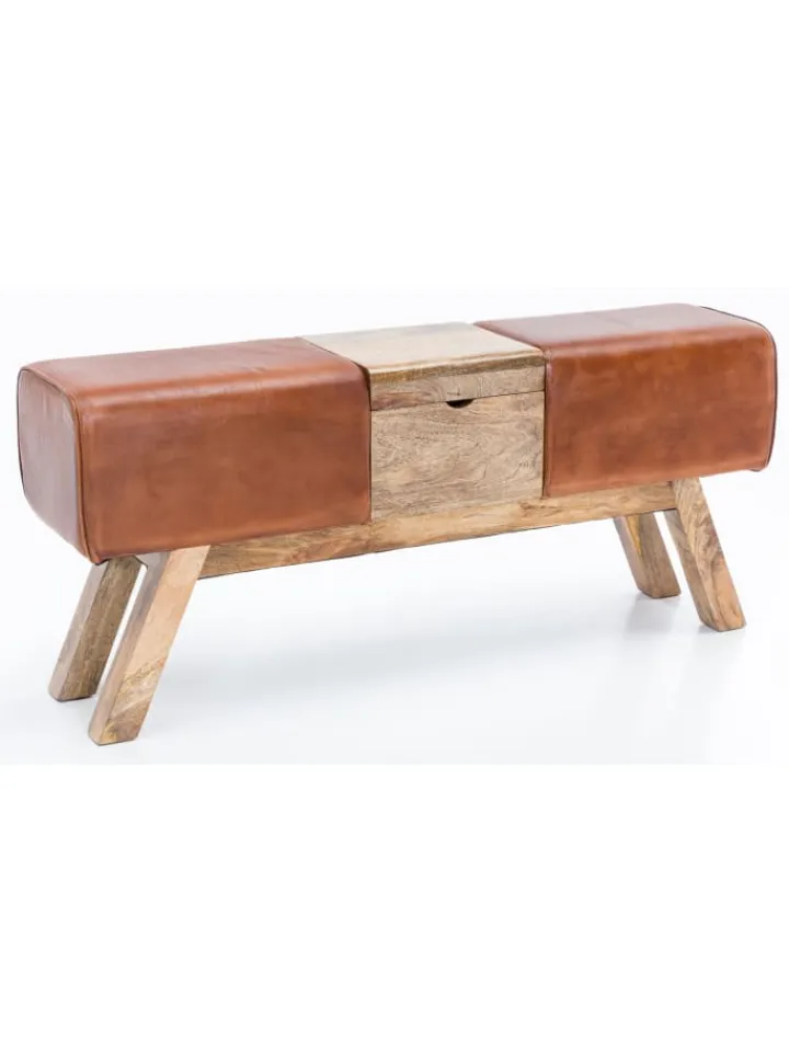 KADIMA DESIGN Sitzmöbel<Turnbock | Echtleder, 120x29x53cm, Braun, Aufbewahrung