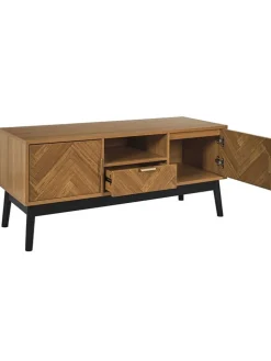 Rétro Chic Regale & Schränke<TV-Regal "Felix" in Hellbraun/ Schwarz - (B)110 x (H)48 x (T)40 cm