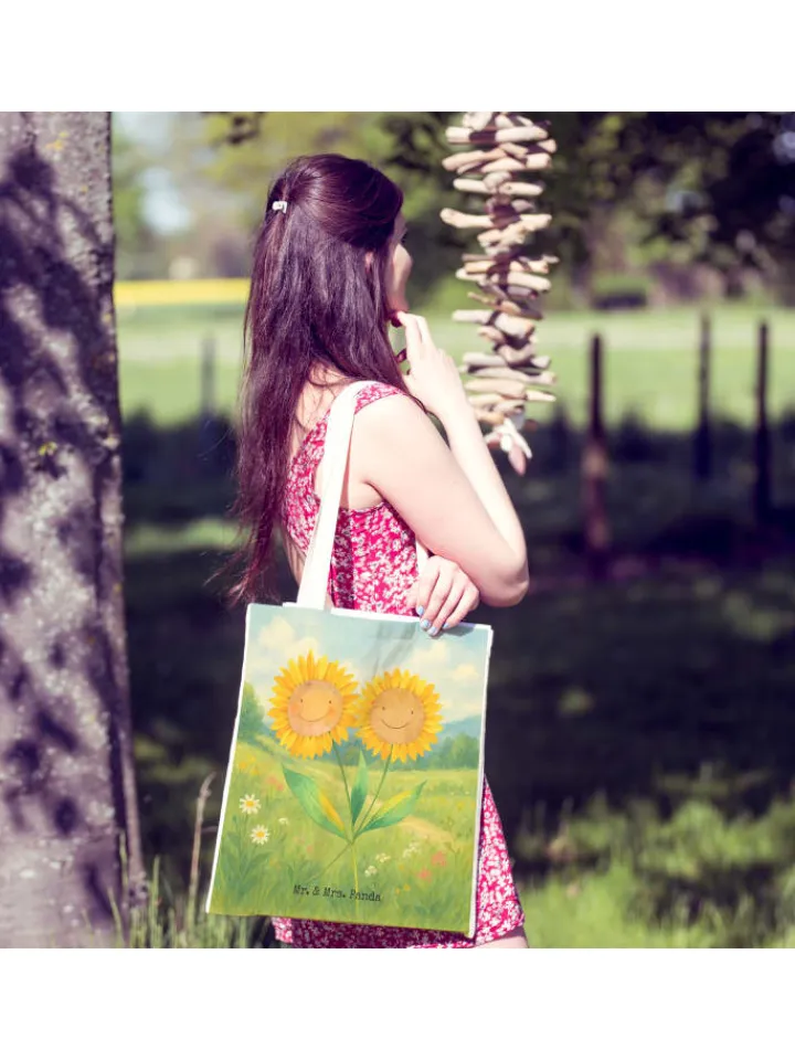 Mr. & Mrs. Panda Einkaufstaschen & -Trolleys<Umhängetasche Blume Sonnenblume Design ohne Spruch in Weiß