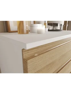 KADIMA DESIGN Badezimmermöbel<Unterschrank für Waschbecken, Weiß-Eiche, 60x34x56 cm, mit Chromfüßen