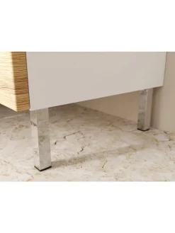 KADIMA DESIGN Badezimmermöbel<Unterschrank für Waschbecken, Weiß-Eiche, 60x34x56 cm, mit Chromfüßen