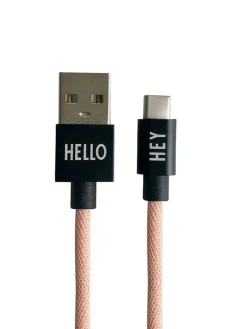 Design Letters Technikzubehör<USB-C-Kabel in Schwarz/ Beige - 100 cm