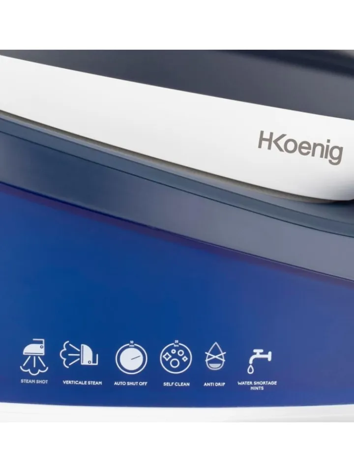 HKoenig Bügeleisen<V7 Dampf-Bügelstation 2200 Watt und abnehmbarem Wassertank
