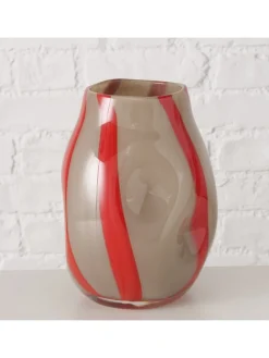 Boltze Kerzen, Vasen & Mehr<Vase "Larana" in Beige/ Rot - (H)23 cm