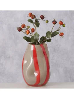Boltze Kerzen, Vasen & Mehr<Vase "Larana" in Beige/ Rot - (H)23 cm