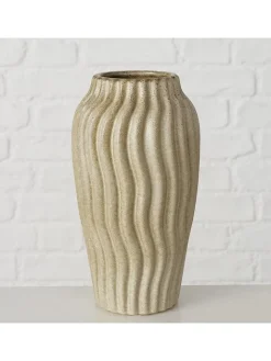 Boltze Kerzen, Vasen & Mehr<Vase ''Olas'' in Creme/ Braun - (H)17,5 x Ø 10 cm