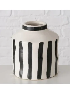 Boltze Kerzen, Vasen & Mehr<Vase ''Prymus'' in Weiß/ Schwarz - (H)14 x Ø 13 cm