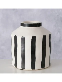 Boltze Kerzen, Vasen & Mehr<Vase ''Prymus'' in Weiß/ Schwarz - (H)14 x Ø 13 cm