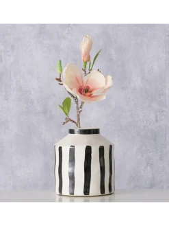 Boltze Kerzen, Vasen & Mehr<Vase ''Prymus'' in Weiß/ Schwarz - (H)14 x Ø 13 cm