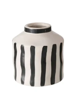 Boltze Kerzen, Vasen & Mehr<Vase ''Prymus'' in Weiß/ Schwarz - (H)14 x Ø 13 cm