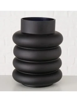 Boltze Kerzen, Vasen & Mehr<Vase ''Ribbo'' in Schwarz - (H)20 x Ø 15 cm