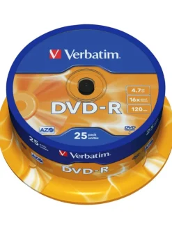 COFI 1453 Tv & Audio<Verbatim DVD-R 4.7GB/120Min/16x Cakebox (25 Disc) in Orange