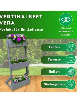Coemo Pflanzen & Zubehör<Vertikalbeet Hochbeet 3 Etagen Holz in Grau