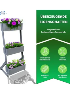 Coemo Pflanzen & Zubehör<Vertikalbeet Hochbeet 3 Etagen Holz in Grau