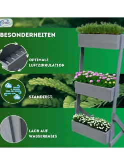 Coemo Pflanzen & Zubehör<Vertikalbeet Hochbeet 3 Etagen Holz in Grau