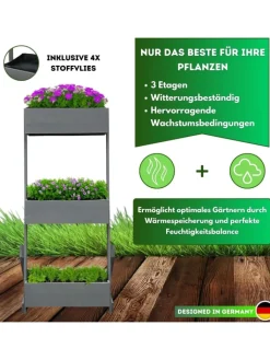 Coemo Pflanzen & Zubehör<Vertikalbeet Hochbeet 3 Etagen Holz in Grau