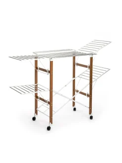 InnovaGoods Weitere Haushaltshelfer<Vertikaler klappbarer Wäscheständer in Silber/ Braun - (H)129 cm