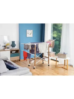 InnovaGoods Weitere Haushaltshelfer<Vertikaler klappbarer Wäscheständer in Silber/ Braun - (H)129 cm