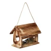 relaxdays Pflanzen & Zubehör<Vogelfutterhaus in Braun - (B)30 x (H)24 x (T)21 cm