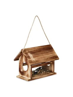 relaxdays Pflanzen & Zubehör<Vogelfutterhaus in Braun - (B)30 x (H)24 x (T)21 cm